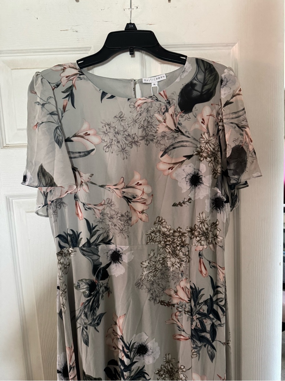 Baltic Born Naomi Floral Chiffon Maxi Dress XL Wedding Guest Pale Blue Floral - Picture 6 of 12